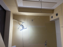 木工事が完了しました。
音テストを行い、遮音性能が保証値に達しているか確認を行います。