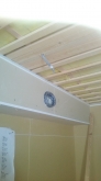 防音室側の壁と天井が出来上がりました。
天井に吸排気ダクトボックスを設けています。