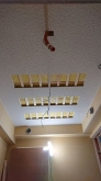 音響工事です。
天井を吸音天井に仕上げています。