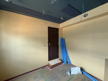 天井高確保のため廊下からは1段床が下がっています。出入り口にステップを設けました。